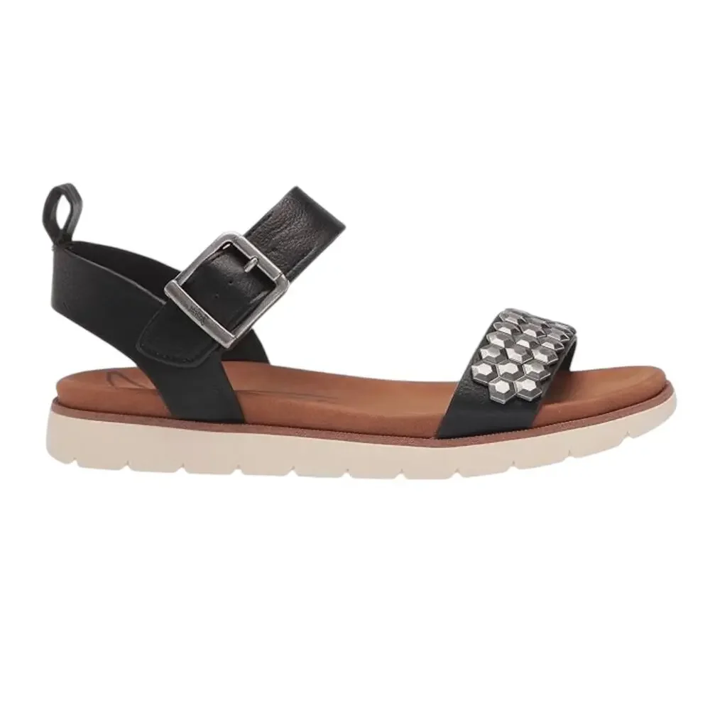 Zodiac Women's Nola Ankle Strap Studded Flat Sandals Black Size 9
